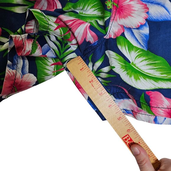 Zara Man Floral Print Swim Trunks Navy Multicolor Tropical‎ Mesh Lining XL - Picture 7 of 8